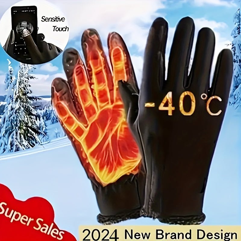 1 Pair Thermal Water - Resistant Touchscreen - Compatible Cold Weather Handwear for Men & Women - Polyester Knit Fabric, Preppy Style - Ideal for Driving, Running, Cycling - La Tienda Bella