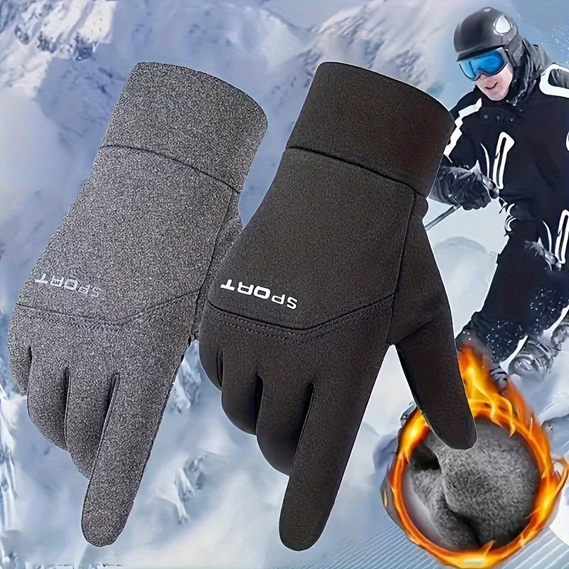 1 Pair Thermal Water - Resistant Touchscreen - Compatible Cold Weather Handwear for Men & Women - Polyester Knit Fabric, Preppy Style - Ideal for Driving, Running, Cycling - La Tienda Bella