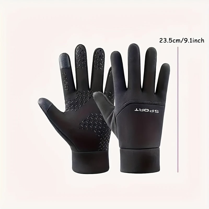 1 Pair Thermal Water - Resistant Touchscreen - Compatible Cold Weather Handwear for Men & Women - Polyester Knit Fabric, Preppy Style - Ideal for Driving, Running, Cycling - La Tienda Bella