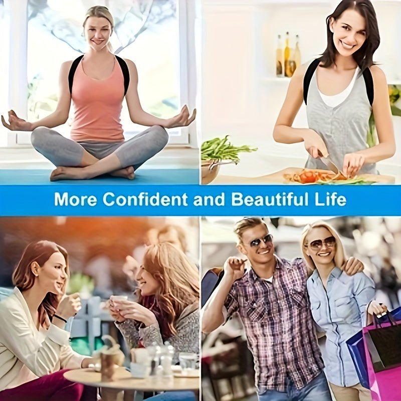 1 Posture Corrector Support - Stop Slouching & Hunchback, Adjust Back & Clavicle for Better Alignment - 100% Polyester & Neoprene Rubber, Gray/Black - Ideal for Men & Women, Back Posture Corrector - La Tienda Bella