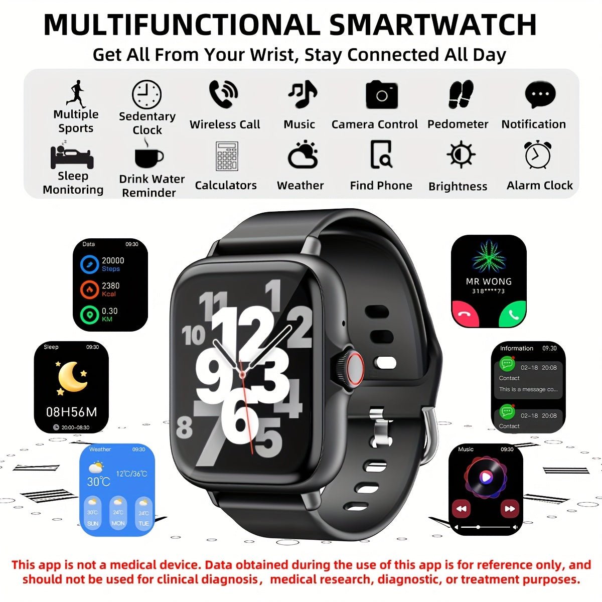 1.83" Full Touch Screen Fitness Activity Tracker Watch, Women/Men Sports Smart Watch, Make/Answer Call Smartwatch, with Multi - Sport Modes, Wireless Call and Answer, Pedometer, Information Alerts, Sport Smart Fitness Watches f - La Tienda Bella
