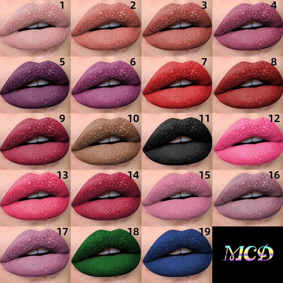19 colors Matte Velvet Lip Gloss Waterproof Liquid Lipstick Nude Black Lips tint Makeup Lip Glaze Cosmetics Red Lip Stain Beauty - La Tienda Bella