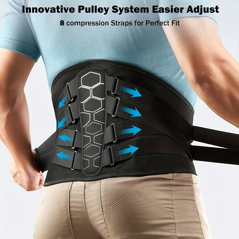 1pc Back Brace for Lower Back with Pulley System,Lumbar Support Belt for Men & Women with Lumbar Pad, Ergonomic Design and Soft Breathable 3D Knit Material for Work, Heavy Lifting - La Tienda Bella