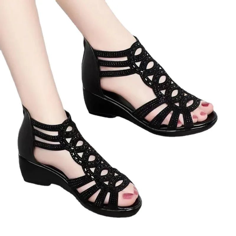 2024 Shoes for Women Soft Leather Roman Sandals Summer Fashion Soft Sole Outwear Wedge Shoes Casual Shoes Women Sandals - La Tienda Bella
