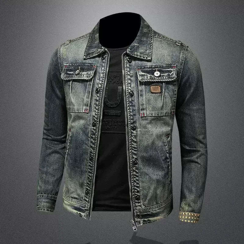 2025 new denim jacket manFashion Trench Coat Trend Jacket Men's Casual jackts men classic style denim Coat male Outwear Trendy - La Tienda Bella