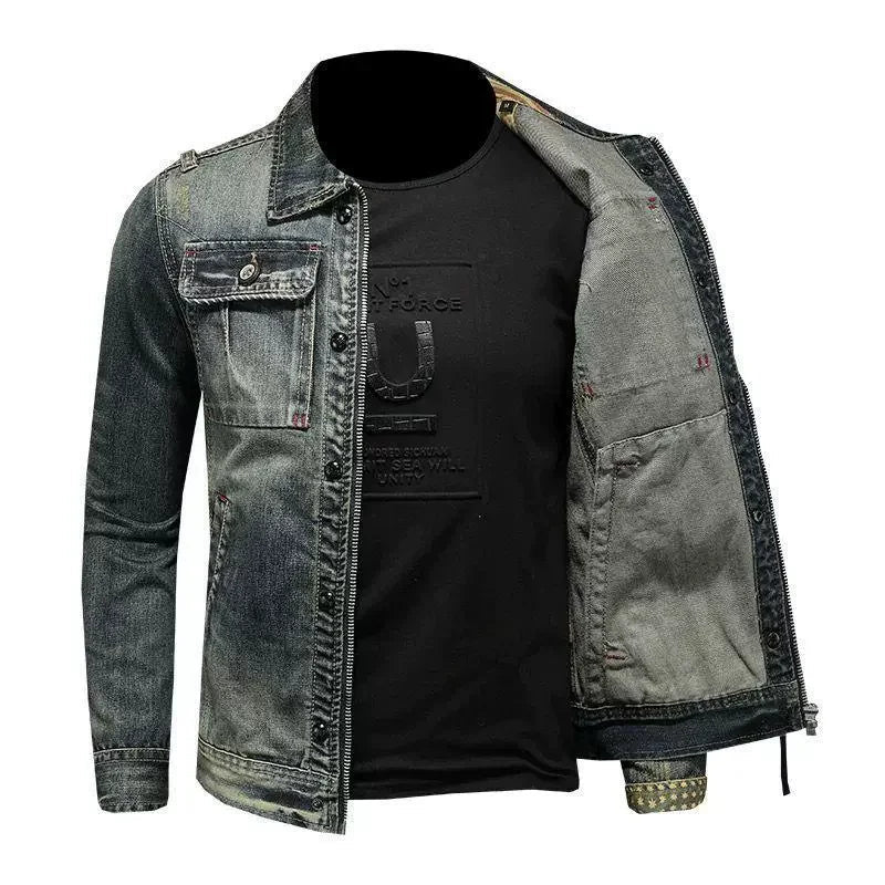 2025 new denim jacket manFashion Trench Coat Trend Jacket Men's Casual jackts men classic style denim Coat male Outwear Trendy - La Tienda Bella