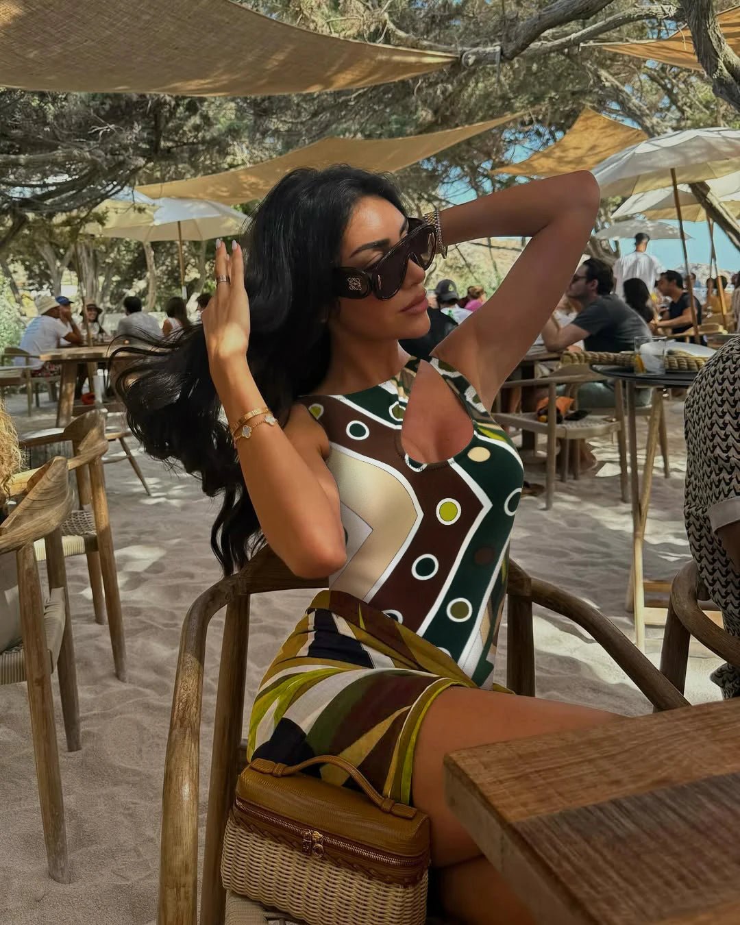 2025 New Luxury Design Women's Hollow Out One-piece Swimsuits And Skirt Geometry - La Tienda Bella