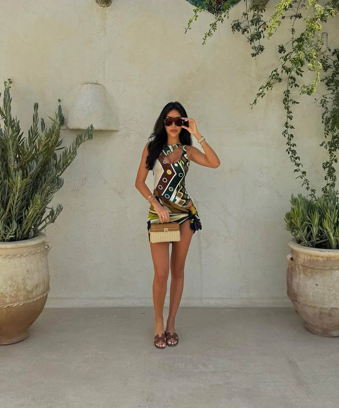 2025 New Luxury Design Women's Hollow Out One-piece Swimsuits And Skirt Geometry - La Tienda Bella