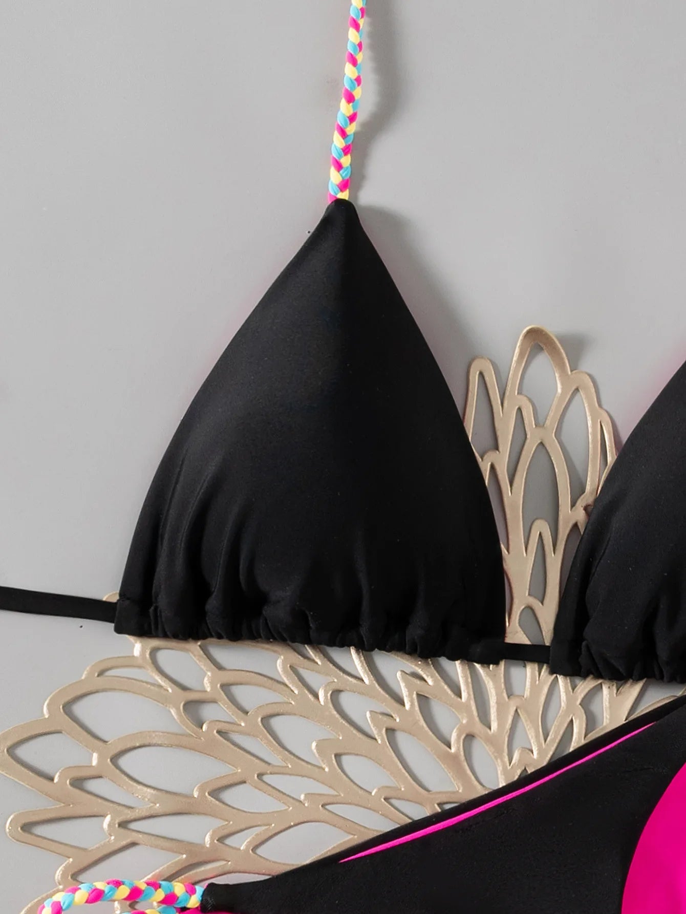 2025 Women White Black Bikini Set Leopard Patchwork Strap Push Up Triangle Swimsuit Summer Bathing - La Tienda Bella