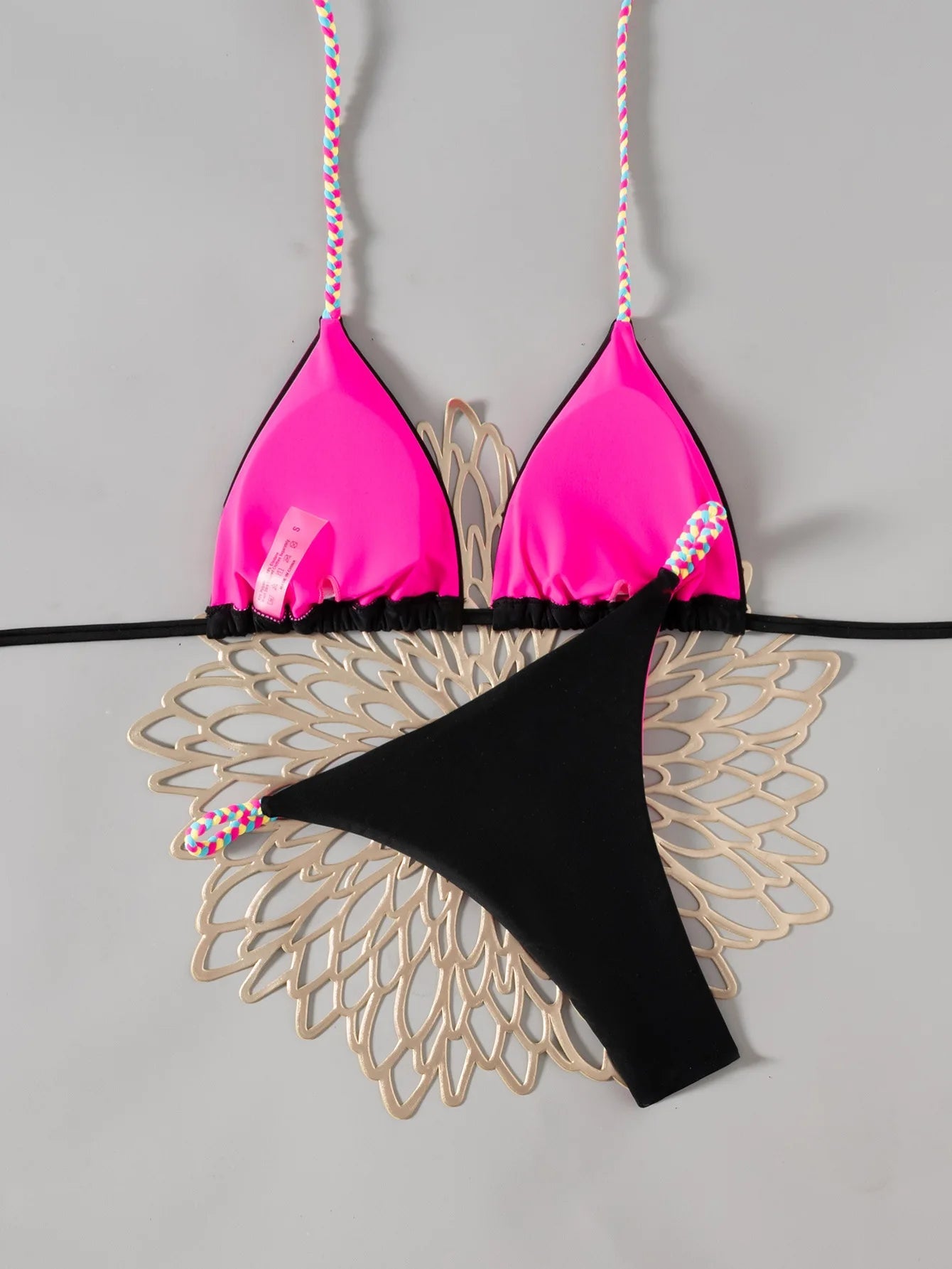 2025 Women White Black Bikini Set Leopard Patchwork Strap Push Up Triangle Swimsuit Summer Bathing - La Tienda Bella