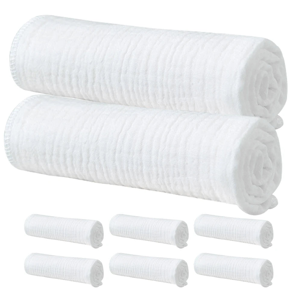 8 Pcs Cotton Gauze Diapers Infant Washcloths Burp Baby For Breathable Soft Reusable Cloth Diapers Muslin Burp Rags Washable Flat - La Tienda Bella
