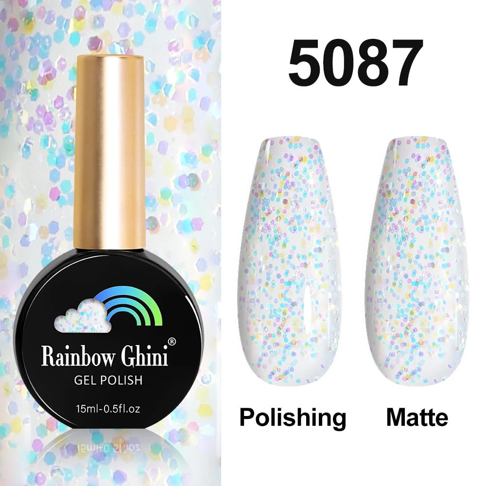 Rainbow Ghini HEMA TPO FREE Nail Gel Polish Nail Supplies Vernis Semi Permanent Glitter Nail Art Manicure LED UV Gel Varnishes