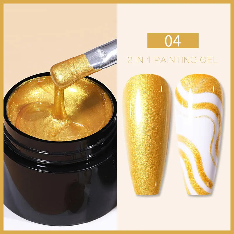 BORN PRETTY Metallic Painting Gel Gold Silver Mirror Effect Nail Polish Super Bright Drawing Line French Nail UV Painting Varnis