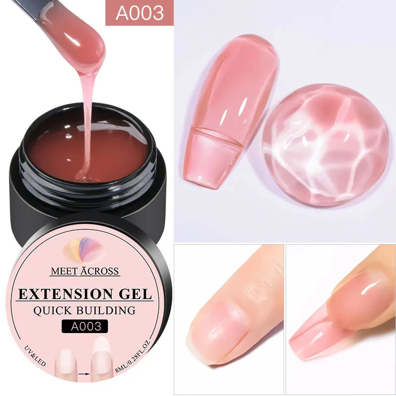 MEET ACROSS 8ML Quick Extension Nail Gel Vernis Nude Milk White Gel Nail Polish UV Semi Permanent Nails Art For Manicure Tools