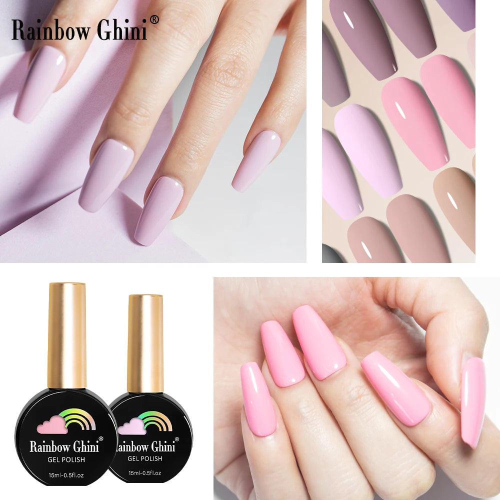 Rainbow Ghini HEMA TPO FREE Nail Gel Polish Nail Supplies Vernis Semi Permanent Glitter Nail Art Manicure LED UV Gel Varnishes