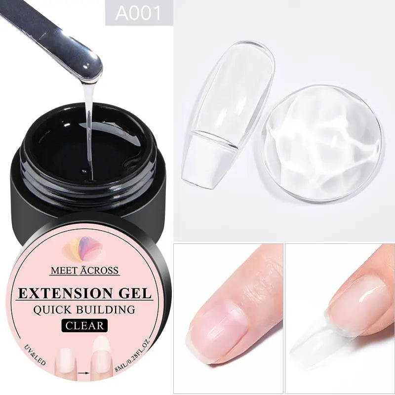 MEET ACROSS 8ML Quick Extension Nail Gel Vernis Nude Milk White Gel Nail Polish UV Semi Permanent Nails Art For Manicure Tools