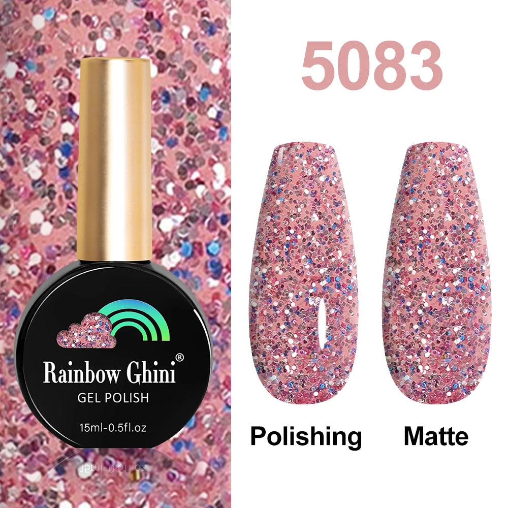 Rainbow Ghini HEMA TPO FREE Nail Gel Polish Nail Supplies Vernis Semi Permanent Glitter Nail Art Manicure LED UV Gel Varnishes