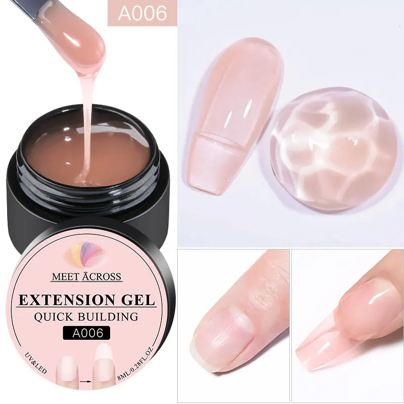 MEET ACROSS 8ML Quick Extension Nail Gel Vernis Nude Milk White Gel Nail Polish UV Semi Permanent Nails Art For Manicure Tools
