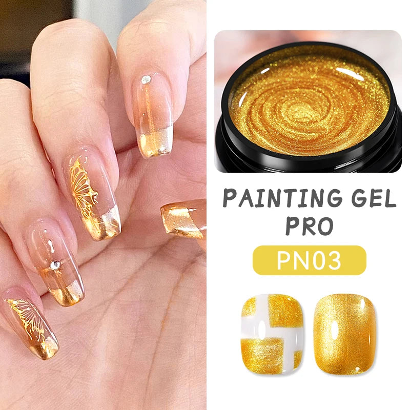 BORN PRETTY Metallic Painting Gel Gold Silver Mirror Effect Nail Polish Super Bright Drawing Line French Nail UV Painting Varnis