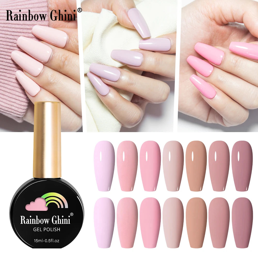 Rainbow Ghini HEMA TPO FREE Nail Gel Polish Nail Supplies Vernis Semi Permanent Glitter Nail Art Manicure LED UV Gel Varnishes