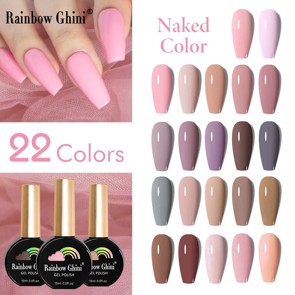 Rainbow Ghini HEMA TPO FREE Nail Gel Polish Nail Supplies Vernis Semi Permanent Glitter Nail Art Manicure LED UV Gel Varnishes