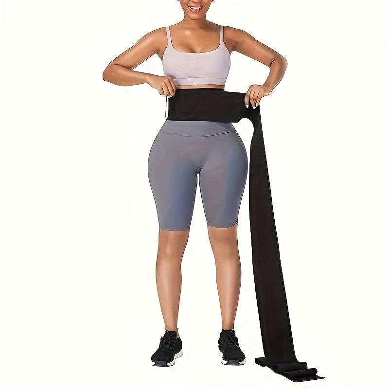 Adjustable Elastic Waist Trainer Belt - Slimming Body Shaper for Women & Men, Stretchy Fitness Waistband, Breathable Fabric, 157.48inch Long, Black, Fitness Accessory|Workout Enhancer|Breathable Material - La Tienda Bella