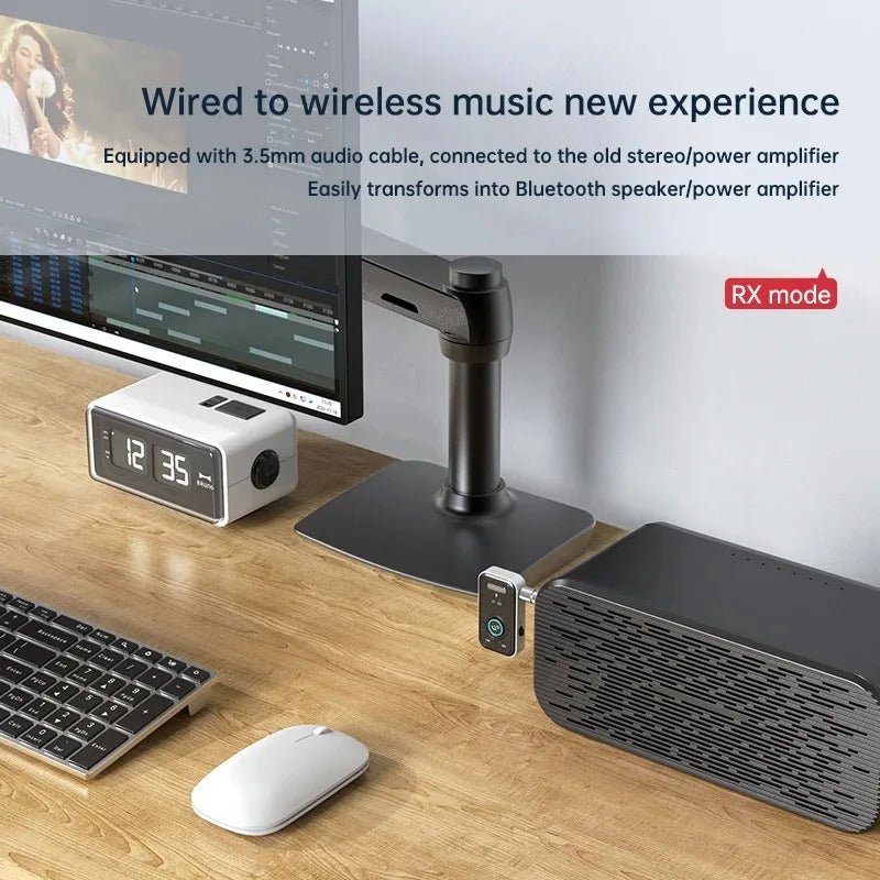 Bluetooth 5.3 Transmitter Receiver Adapter Wireless Audio For Car Music Headphone Speaker 3.5mm Jack AUX Wireless Audio Adapter - La Tienda Bella