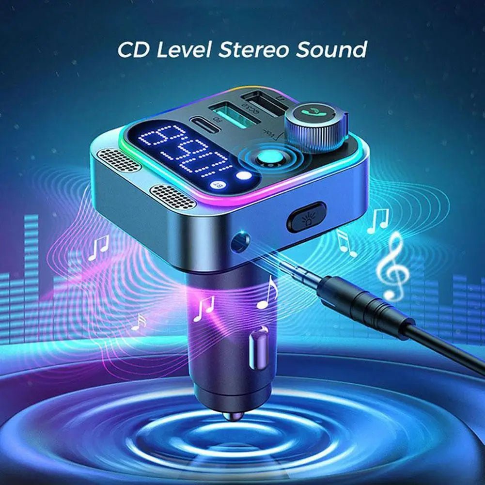 Bluetooth FM Transmitter for Car Radio with Dual Mics for Wireless Hands Free Phone Call MP3 Player Support Fast Charging - La Tienda Bella
