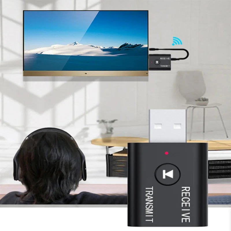 BT5.0 Bluetooth Adapter Wireless Audio Receiver and Transmitter Dual Function Bluetooth 5.0 USB Dongle For Speaker Headset Car - La Tienda Bella