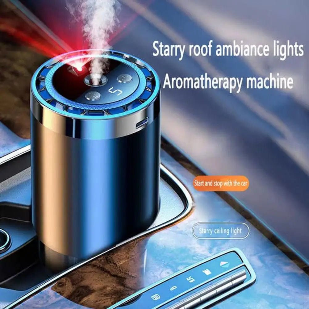 Car Air Freshener Essential Oil Fragrance Diffuser Smell Distributor USB Rechargeable 5 Level Adjustment Scent LED Light - La Tienda Bella
