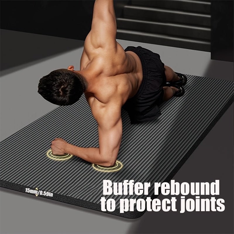 Extra Thick Non - Slip Yoga Mat for Men & Women - Shock Absorbing, Soundproof Fitness Mat for Indoor Workouts - Black/Purple - La Tienda Bella