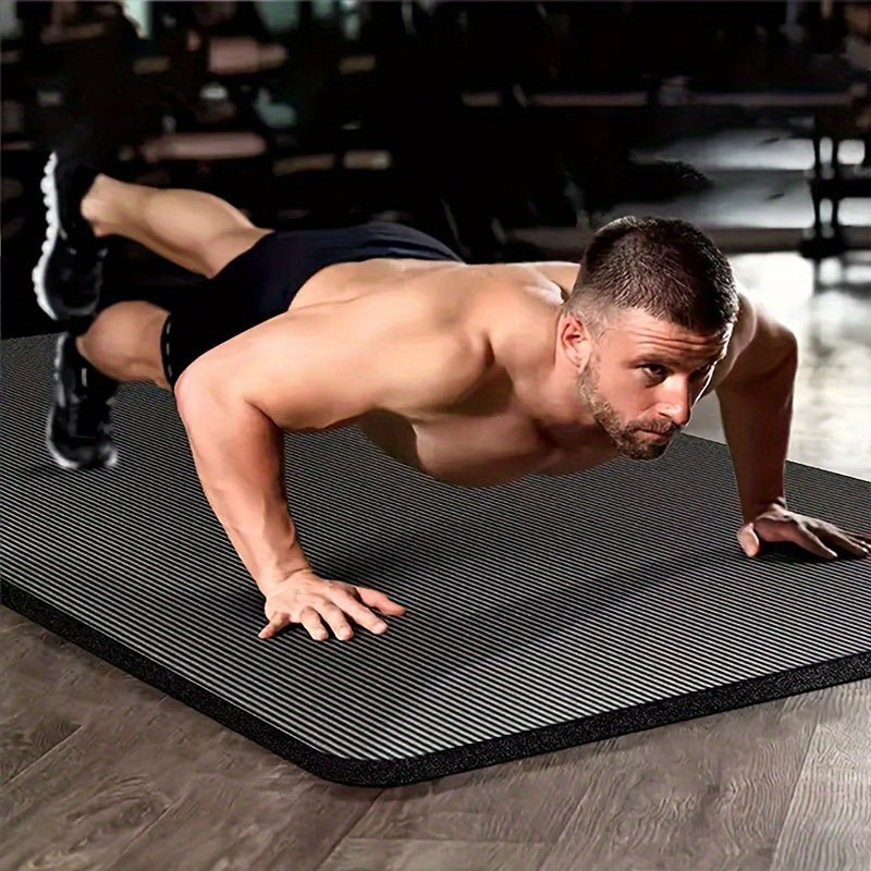 Extra Thick Non - Slip Yoga Mat for Men & Women - Shock Absorbing, Soundproof Fitness Mat for Indoor Workouts - Black/Purple - La Tienda Bella
