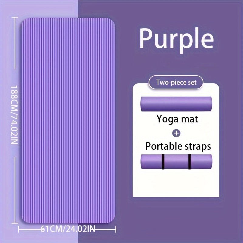 Extra Thick Non - Slip Yoga Mat for Men & Women - Shock Absorbing, Soundproof Fitness Mat for Indoor Workouts - Black/Purple - La Tienda Bella
