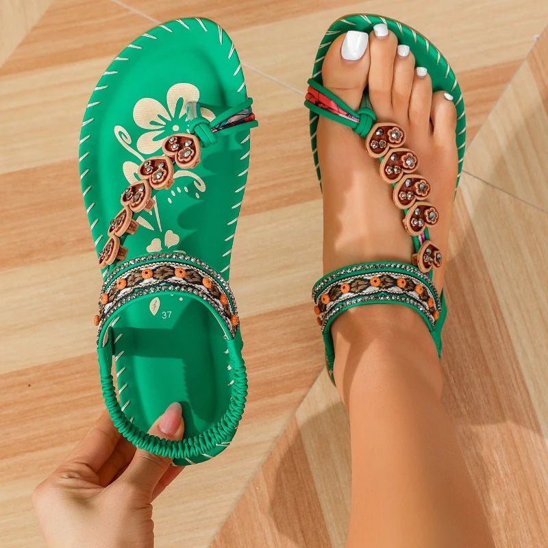 Fashion Retro Women Shoes Summer New Flat Shoe Comfor Soft Sole Bohemian Ethnic Style Women Sandals Simple Anti Slip Flat Sandal - La Tienda Bella