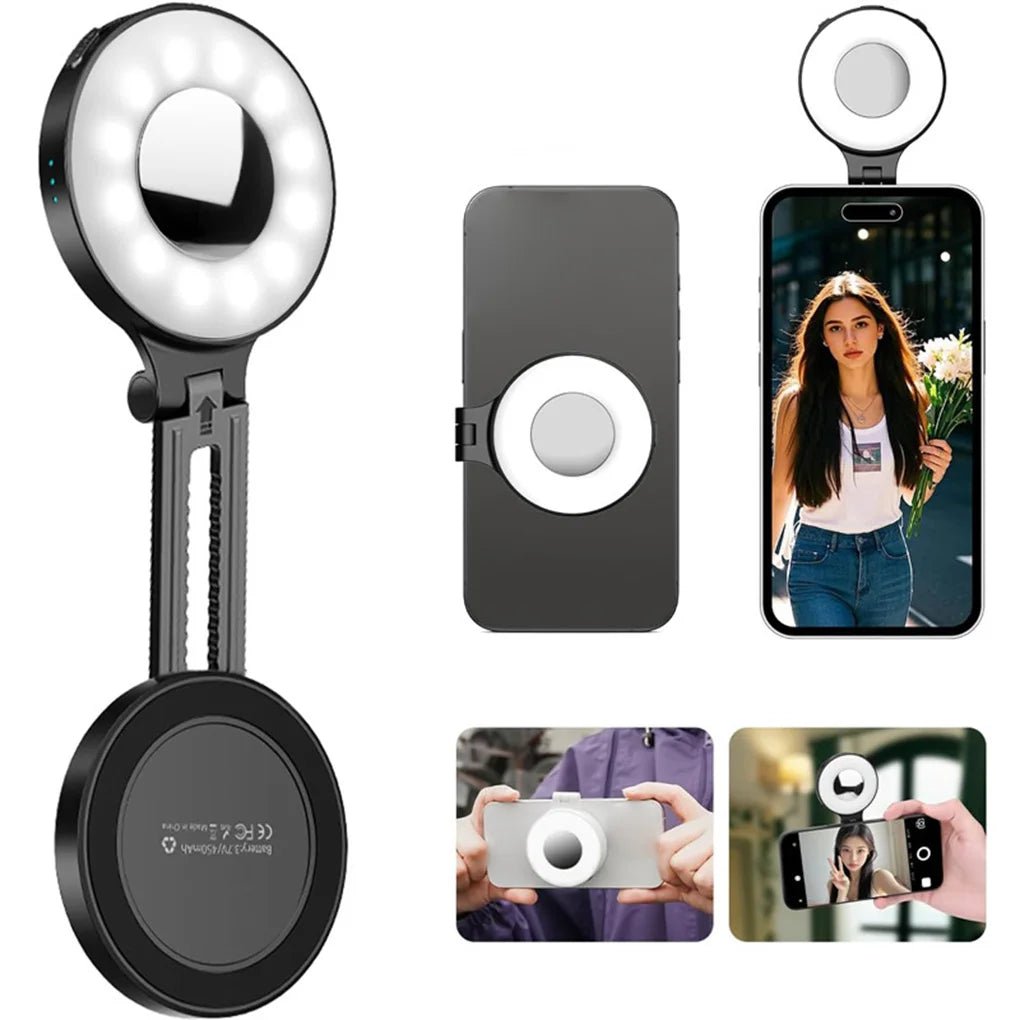 Magnetic Light Portable Selfie Light for iPhone 17 16 15 14 13 12 Pro Max Fill Light Phone Stand Selfie Video Vlog - La Tienda Bella