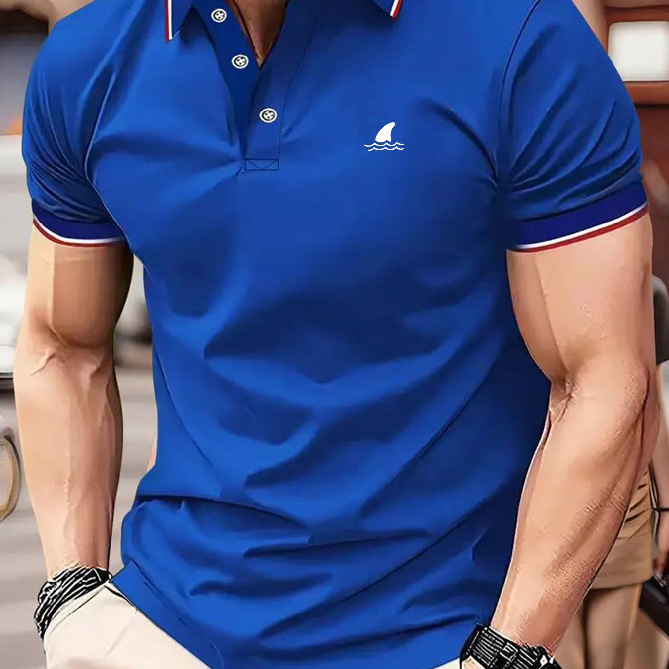 Men'S Breathable Casual Polo Shirt With Shark Fin Design - V - Neck, Short Sleeve, Summer Golf & Tennis Top In Black, Navy, Blue, And Dark Green Polo Shirt For Men Golf Polo Shirt For Men - La Tienda Bella