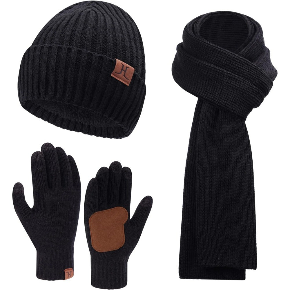 Mens & Womens Winter Knit Hat Beanie Long Neck Scarf Touchscreen Gloves Set Skull Cap with Fleece Lined Gifts for Men Women - La Tienda Bella