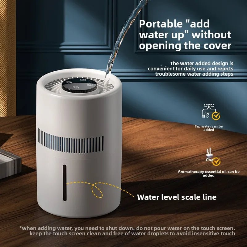 Mini Portable Desktop Humidifier - No Mist USB Powered, 12H Runtime, Perfect for Travel/Car/Dorm Low Neoise gift for new mom - La Tienda Bella