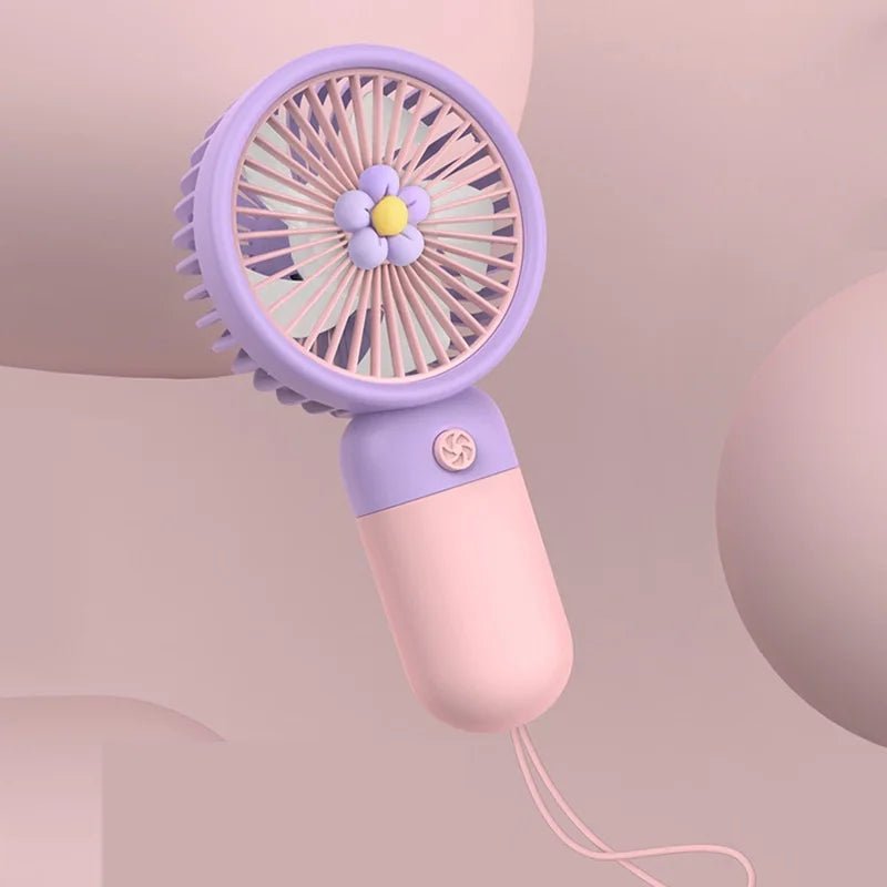 Mini USB Portable Fan Rechargeable Portable Fan Electr Summer For Home Outdoor Standing Mobile Handheld Convenient Cute Flower - La Tienda Bella