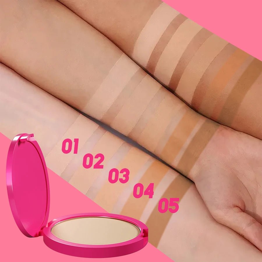 Natural Matte Pressed Powder Oil Control Brighten Whitening Face Base Foundation Compact Concealer Makeup Cosmetics - La Tienda Bella