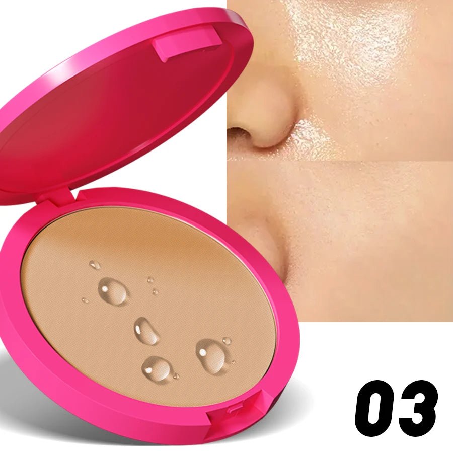 Natural Matte Pressed Powder Oil Control Brighten Whitening Face Base Foundation Compact Concealer Makeup Cosmetics - La Tienda Bella