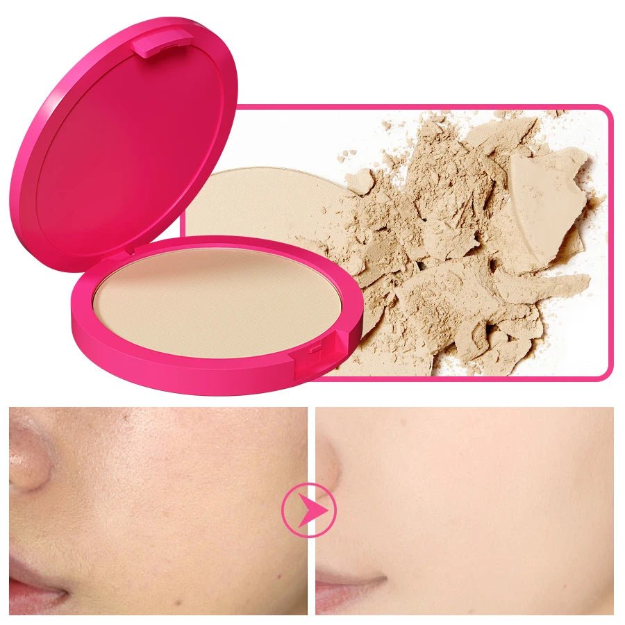 Natural Matte Pressed Powder Oil Control Brighten Whitening Face Base Foundation Compact Concealer Makeup Cosmetics - La Tienda Bella