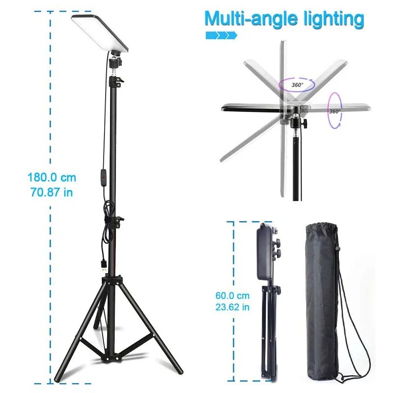 Portable Camping Light LED Selfie Light Lamp Photography Light with Tripod Stand for Outdoor Picnic Barbecue Working Live Stream - La Tienda Bella