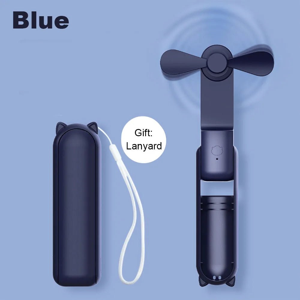 Portable Fan 2000mAh USB Rechargeable 3 Speed Mini Handheld Foldable Fan Hand Held Small Pocket Travel Fan with Handy Power Bank - La Tienda Bella