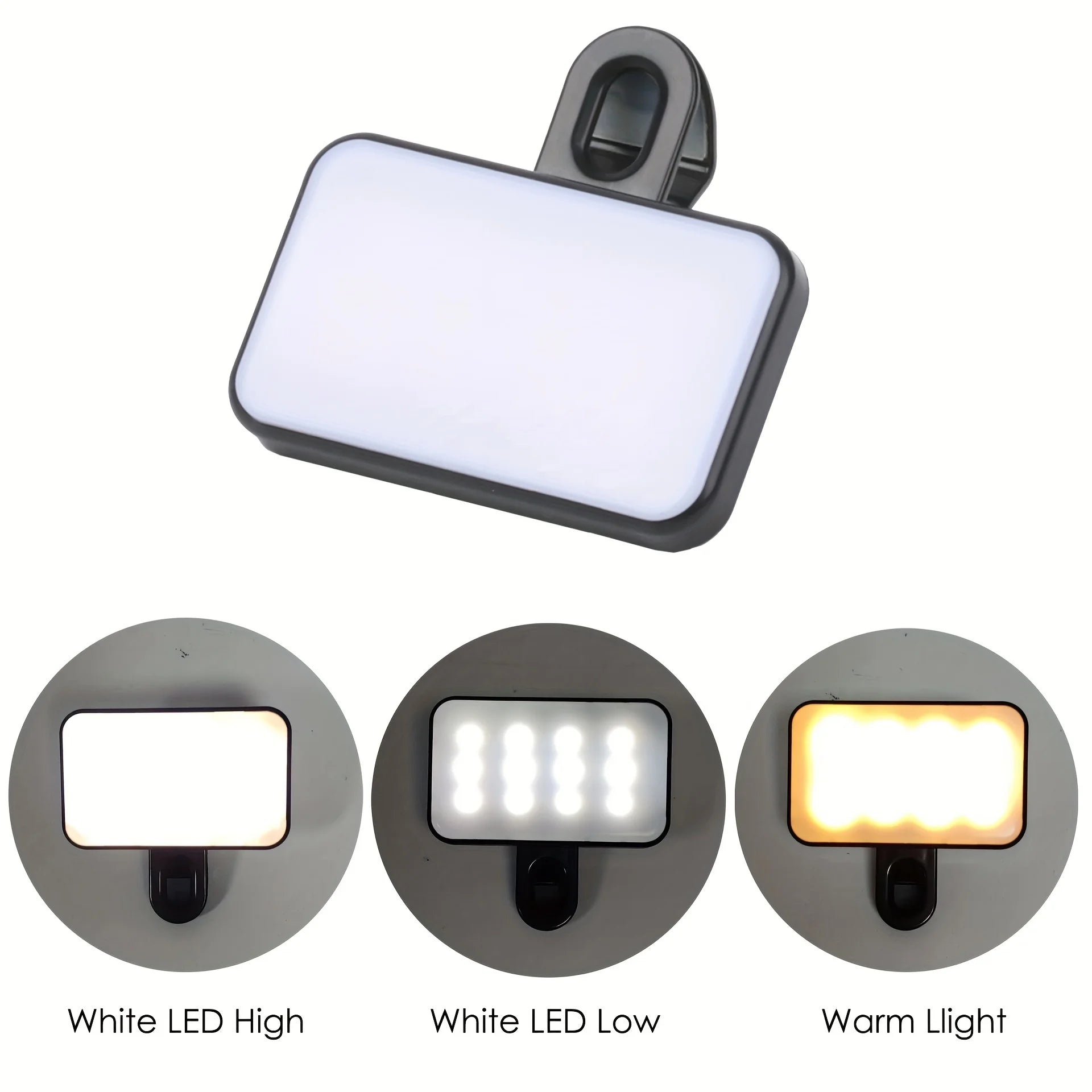 Portable Mini Selfie Fill Light Rechargeable 3 Modes Adjustable Brightness Clip On For Mobile Phone Computer Fill Light - La Tienda Bella