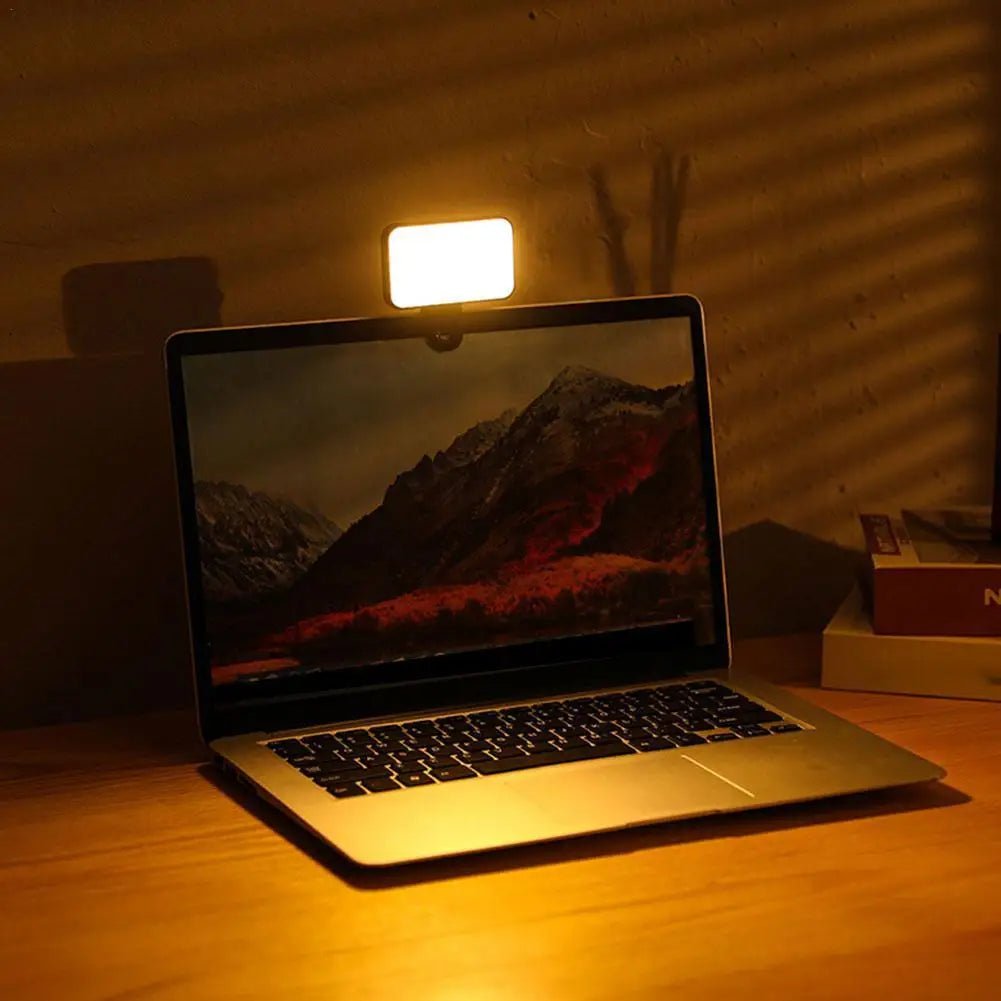 Portable Mini Selfie Fill Light Rechargeable 3 Modes Adjustable Brightness Clip On For Phone Laptop Tablet Meeting Make Up - La Tienda Bella