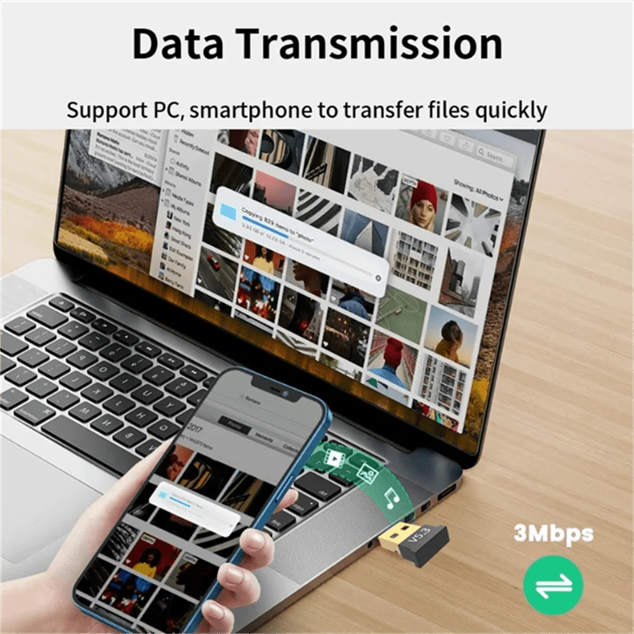 USB Bluetooth 5.1 Adapter Transmitter Receiver Bluetooth 5.3 Audio Receiver USB Dongle Wireless Adapter for Computer PC Laptop - La Tienda Bella