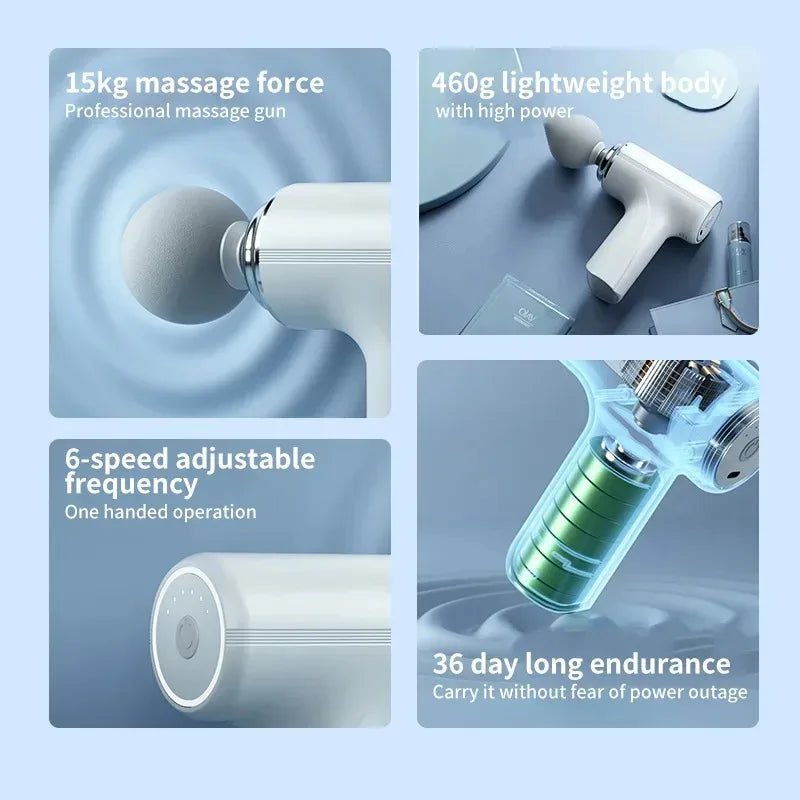 Vibration Massage Gun Rechargeable Wireless Muscle Relaxation Massager Mini Professional Fitness Portable Electric Fascia Gun - La Tienda Bella