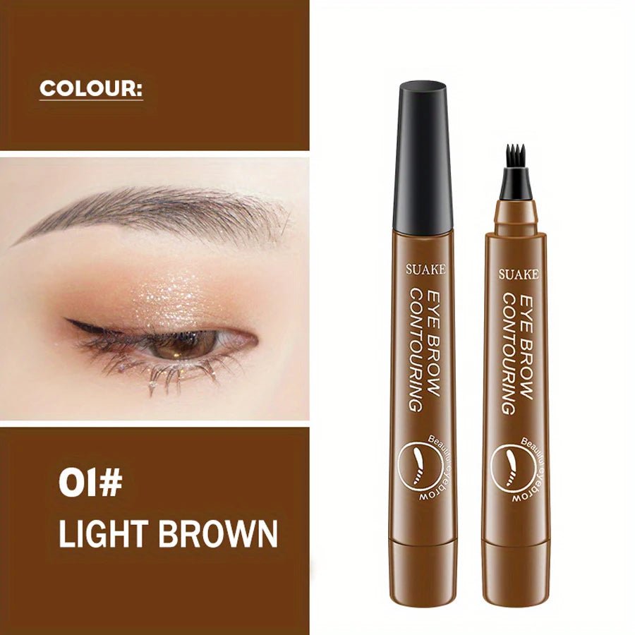Waterproof Eyebrow Pen, Microblading Eyebrow Pencil With 4 Split Head, Natural Looking Brows Makeup ( 5 Colors) - La Tienda Bella