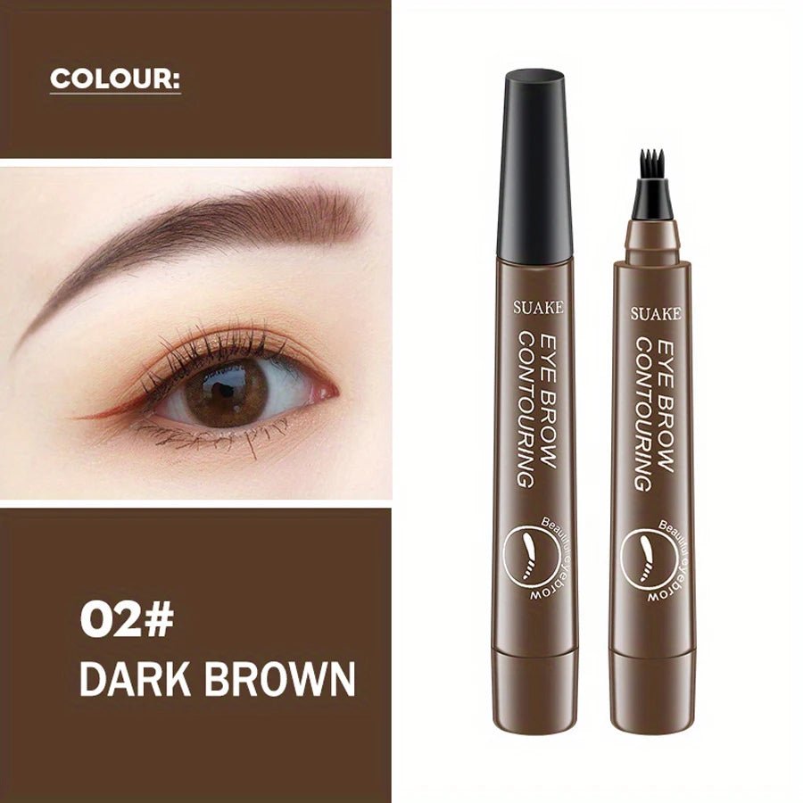 Waterproof Eyebrow Pen, Microblading Eyebrow Pencil With 4 Split Head, Natural Looking Brows Makeup ( 5 Colors) - La Tienda Bella